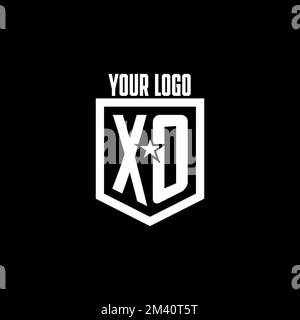 XO initial gaming logo with shield and star style design inspiration Stock Vector