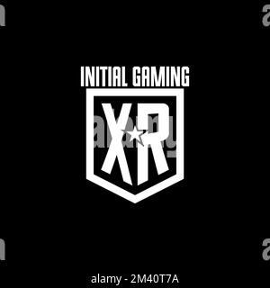 XR initial gaming logo with shield and star style design inspiration Stock Vector