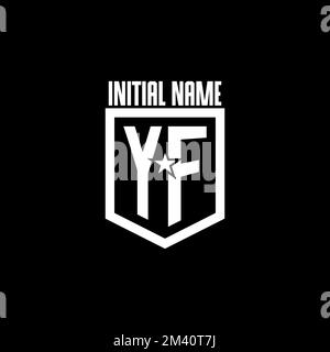 YF initial gaming logo with shield and star style design inspiration Stock Vector