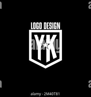 YK initial gaming logo with shield and star style design inspiration Stock Vector