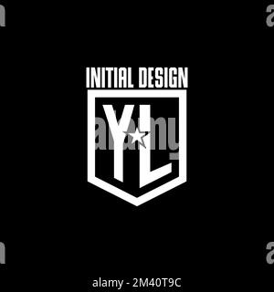 YL initial gaming logo with shield and star style design inspiration Stock Vector
