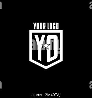 YO initial gaming logo with shield and star style design inspiration Stock Vector