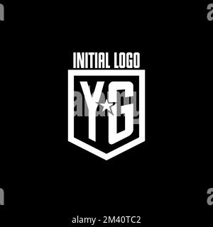 YG initial gaming logo with shield and star style design inspiration Stock Vector