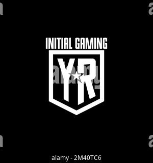 YR initial gaming logo with shield and star style design inspiration Stock Vector