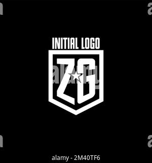 ZG initial gaming logo with shield and star style design inspiration Stock Vector