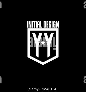 YY initial gaming logo with shield and star style design inspiration Stock Vector