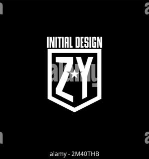 ZY initial gaming logo with shield and star style design inspiration Stock Vector