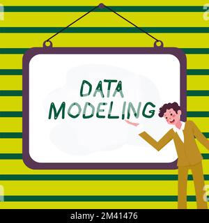 Handwriting text Data Modeling. Concept meaning process of transferring data between data storage systems Stock Photo