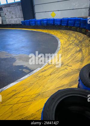 Tire marks on road. Race track, safety and security. Stock Photo