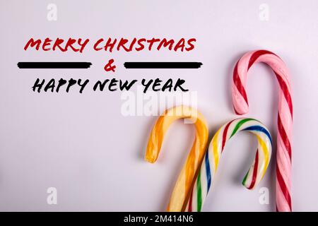 Merry Christmas and a happy New Year. Sweets on a white background. Stock Photo