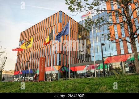 Leuven, Brabant, Belgium 11 08 2022 Wide angle view on the modern City-office building in Leuven , Flandres, Belgium Stock Photo