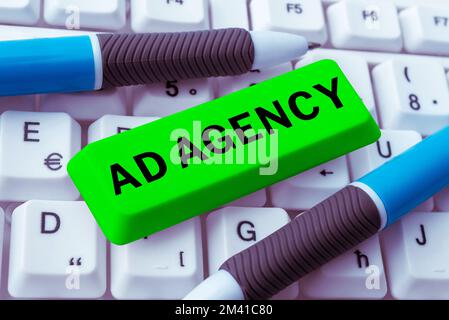 Inspiration showing sign Ad Agency. Business approach business dedicated to creating planning and handling advertising Stock Photo