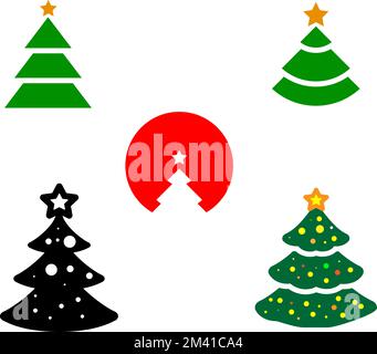Set of Christmas trees icon in Eps vector Stock Vector