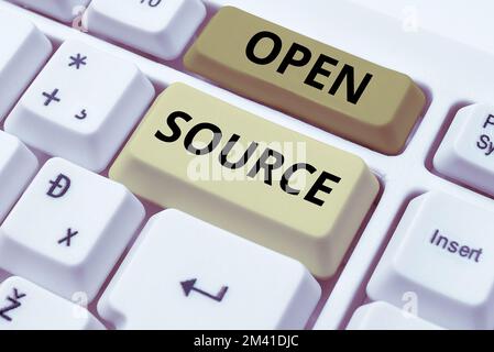 Handwriting text Open Source. Conceptual photo denoting software which original source code freely available Stock Photo