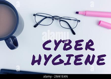 Text sign showing Cyber Hygiene. Business overview steps that computer users take to improve their cyber security Stock Photo