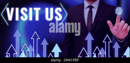 Conceptual display Visit Us. Word Written on Invitation Watch A web page Link to Homepage Blog Internet Stock Photo