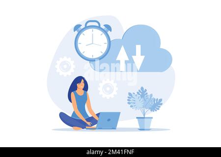 automatically back up files to cloud storage, modern graphic element for landing page, empty state ui, infographic, icon, flat vector modern illustrat Stock Vector