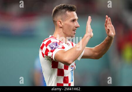 DOHA, QATAR - DECEMBER 17: Mislav Orsic of Croatia celebrates after scoring is goal ,during the FIFA World Cup Qatar 2022 3rd Place match between Croatia and Morocco at Khalifa International Stadium on December 17, 2022 in Doha, Qatar. (Photo by MB Media) Stock Photo