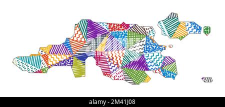 Kid style map of Jost Van Dyke. Hand drawn polygons in the shape of Jost Van Dyke. Vector illustration. Stock Vector