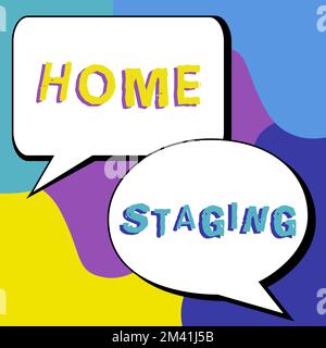 Text sign showing Home Staging. Word Written on preparation of a private residence for sale in the real estate marketplace Stock Photo