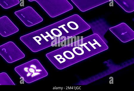 Writing Displaying Text Photo Booth. Concept Meaning Form Of Photo Sharing  And Publishing In The Format Of A Blog Stock Photo, Picture and Royalty  Free Image. Image 198281577.