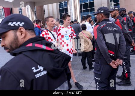 Croatia supporters are seen in front of Hilton Dona Hotel as Croatia national team leaves hotet after winning bronze medal at FIFA World Cup Qatar 2022 in Doha, Qatar on December 18, 2022. Photo: Igor Kralj/PIXSELL Stock Photo