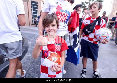 Croatia supporters are seen in front of Hilton Dona Hotel as Croatia national team leaves hotet after winning bronze medal at FIFA World Cup Qatar 2022 in Doha, Qatar on December 18, 2022. Photo: Igor Kralj/PIXSELL Stock Photo