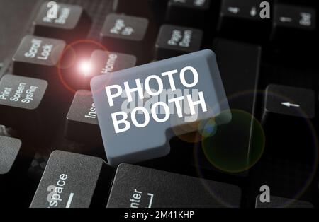 Writing Displaying Text Photo Booth. Concept Meaning Form Of Photo Sharing  And Publishing In The Format Of A Blog Stock Photo, Picture and Royalty  Free Image. Image 198281577.