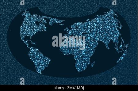 Internet and global connections map. Armadillo projection. World Network. Attractive connections map. Vector illustration. Stock Vector