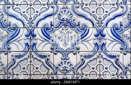 Decorative tiles on fountain wall (Fonte Judite) in Teresopolis, Rio de Janeiro, Brazil Stock Photo