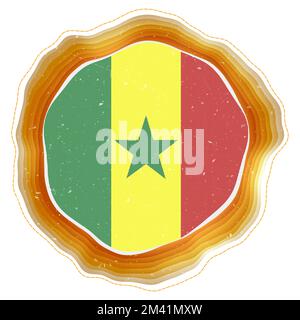 Senegal flag in frame. Badge of the country. Layered circular sign around Senegal flag. Artistic vector illustration. Stock Vector