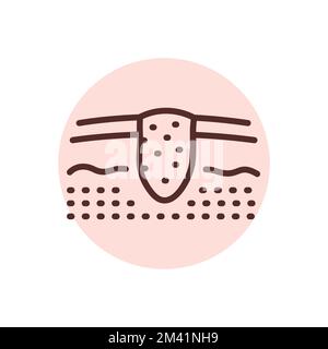 Skin cancer black line icon. Dermatology disease. Skin problem Stock Vector