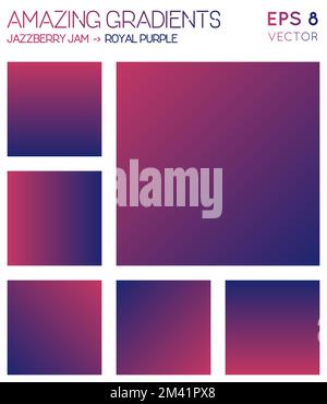 Colorful gradients in jazzberry jam and royal purple color tones. Admirable gradient background, trending vector illustration. Stock Vector