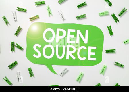 Conceptual display Open Source. Business concept denoting software which original source code freely available Stock Photo