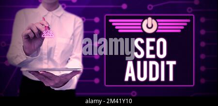 Text caption presenting Seo Audit. Business showcase Search Engine Optimization validating and verifying process Stock Photo