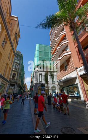 Odl town in Santa Cruz de Tenerife, with lots of vegetation, new and old buildings, street cafes and restaurants. Stock Photo