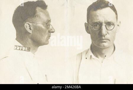 Photograph of John Wynne. This item is the prison photograph, also known as the 'mug shot,' of Leavenworth inmate John Wynne register number 7711. Bureau of Prisons, Inmate case files. Stock Photo