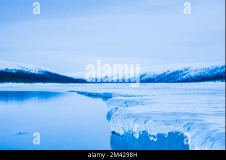 Close up of ice on still winter lake Stock Photo