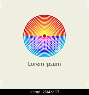 Sunset logo, sun and sea geometric icon Stock Vector
