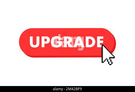 Upgrade button with cursor. Pointer click. Vector web button Stock Vector