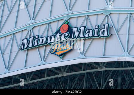 Oversized baseball's sit outside of Minute Maid Stadium, home to the MLB's  Houston Astro's. These baseball's sit at the entrances of the stadium Stock  Photo - Alamy