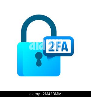 Two step authentication. 2fa -Two factor verification. Private access. Login to account Stock Vector