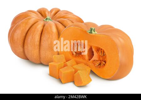 Fresh orange pumpkin isolated on white background with full depth of field Stock Photo