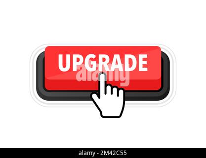 Upgrade button with cursor. Pointer click. Vector web button Stock Vector