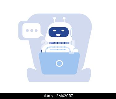 AI Chatbot and customer support icon: desktop computer with friendly ...