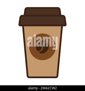 Cartoon glass with coffee. Vector illustration. Stock Vector