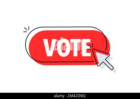Vote button with cursor. Pointer click. Vector web button. Stock Vector