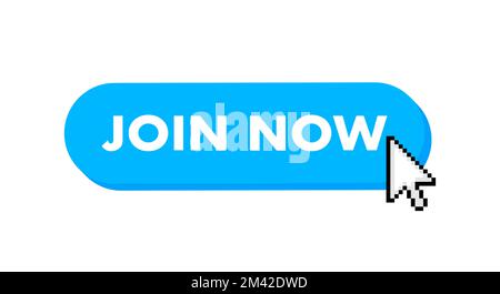 Join now button with cursor. Pointer click. Vector web button. Stock Vector