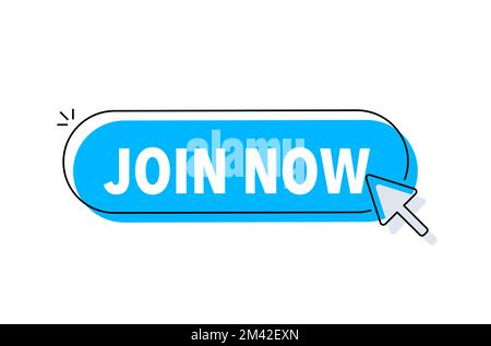 Join now button with cursor. Pointer click. Vector web button. Stock Vector