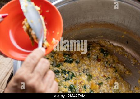 Porridge Ledok is one of the special foods from Nusa Penida Island, Bali. In addition to its delicious taste, this porridge also provides health benef Stock Photo